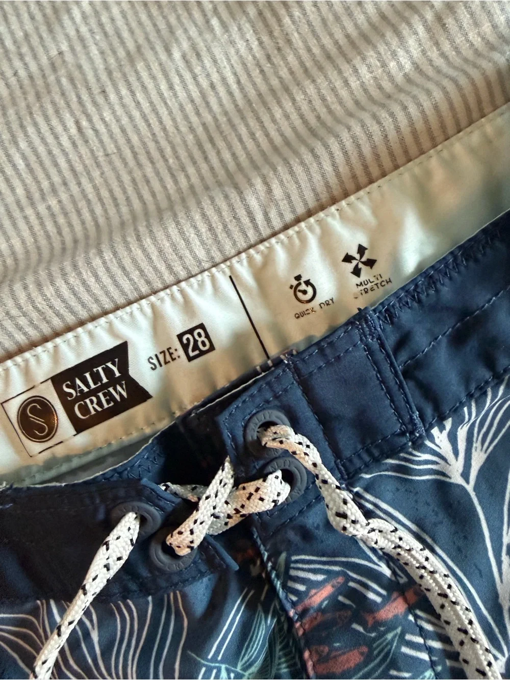 Salty Crew Navy Board Shorts with Coral Floral Panel